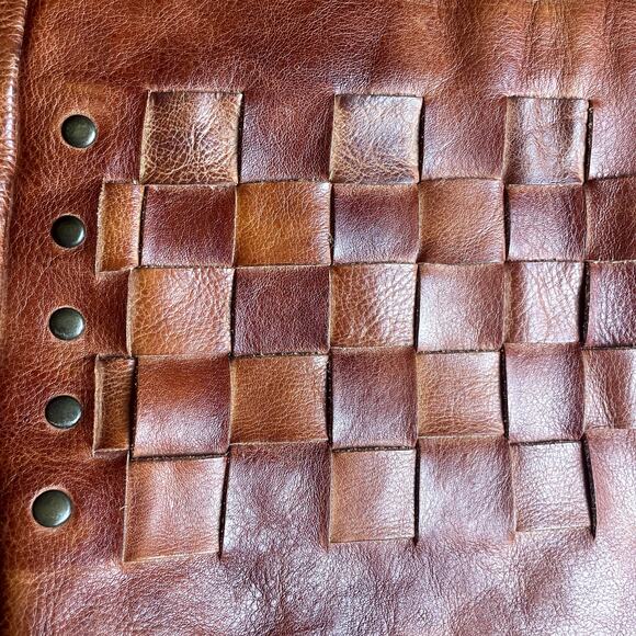 Bed Stu Orchid Dark Brown Woven Leather Crossbody Purse Handbag Shoulder Bag - Picture 3 of 10